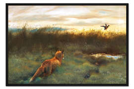 Gerahmter Kunstdruck Fuchs und Ente