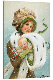 Magnettafel Mädchen mit Kind im Muff