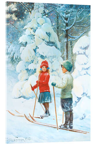 Akryylilasitaulu Skiing children