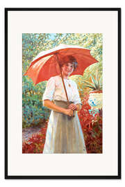 Gerahmter Kunstdruck Der rote Regenschirm