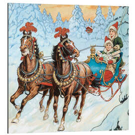 Magnettafel Kinder in einem Schlitten