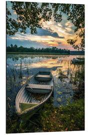 Magnettafel Romantische Abendstimmung am See, Schweden