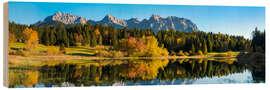 Tableau en bois Panorama montagneux avec un lac