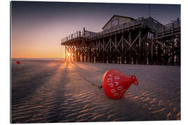 Tableau en plexi-alu Coucher de soleil sur la mer, Sankt Peter-Ording