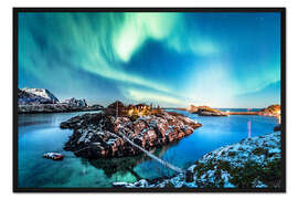 Gerahmter Kunstdruck Nordlichter in Nordnorwegen (Insel Senja)