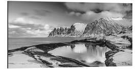 Aluminiumtavla Arctic shore - Northern Norway (monochrome)