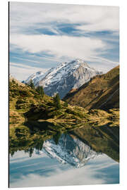 Magnettafel Trüebsee-Gebirgssee mit Schlossberg-Bergspitze bei Titlis Engelberg in der Schweiz am Fall
