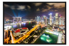 Gerahmter Kunstdruck Singapur-Skyline und Marina Bay Sands I
