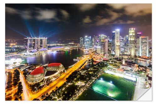 Autocolante decorativo Singapore skyline and Marina Bay Sands I