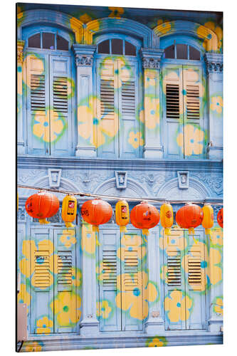 Aluminium print Painted shutters in Chinatown, Singapor