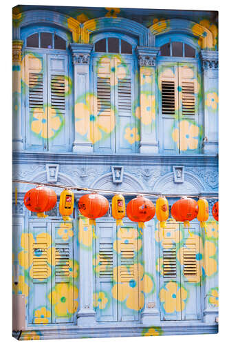 Leinwandbild Bemalte Fensterläden in Chinatown, Singapor