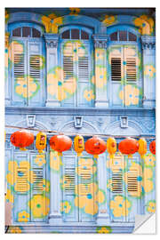 Naklejka na ścianę Painted shutters in Chinatown, Singapor