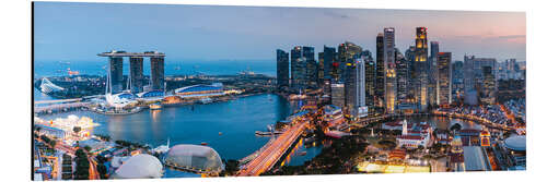 Aluminium print Singapore skyline panoramic at sunset