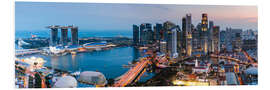 Foam board print Singapore skyline panoramic at sunset