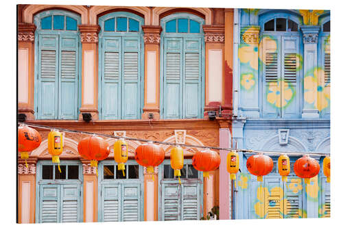 Alubild Bunte Fenster in Chinatown, Singapur