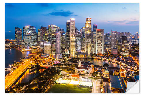 Sticker mural Vue sur Singapour la nuit