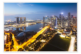 Poster Singapore skyline at dawn