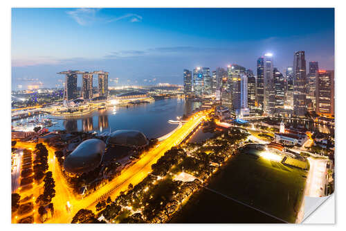 Naklejka na ścianę Singapore skyline at dawn