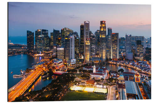 Alubild Singapur-Skyline bei Sonnenaufgang