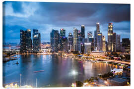 Leinwandbild Singapur-Skyline in der Abenddämmerung