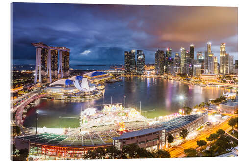 Stampa su vetro acrilico Singapore skyline and Marina Bay Sands II