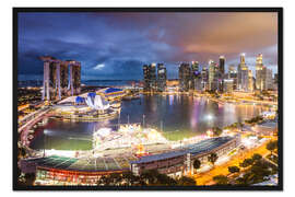 Gerahmter Kunstdruck Singapur-Skyline und Marina Bay Sands II