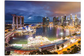 Quadro em plexi-alumínio Singapore skyline and Marina Bay Sands II