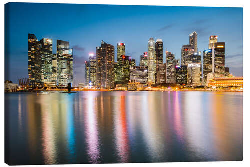 Stampa su tela Skyline di Singapore durante la notte