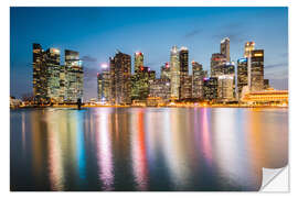 Selvklebende plakat Singapore skyline at night