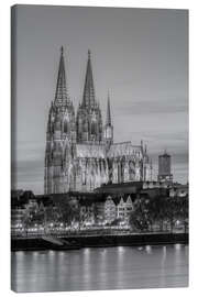 Leinwandbild  Kölner Dom am Abend schwarz-weiß - Michael Valjak