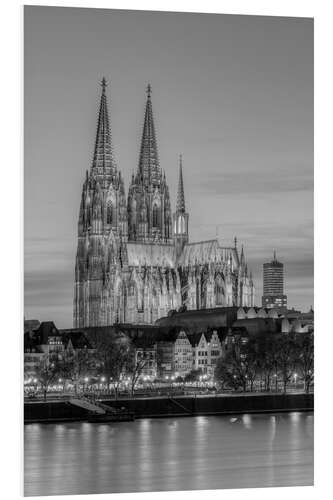 Foam board print Cologne Cathedral black-and-white