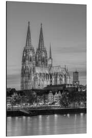 Magnettafel Kölner Dom am Abend schwarz-weiß