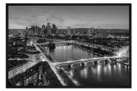 Gerahmter Kunstdruck Frankfurt Skyline schwarz-weiß