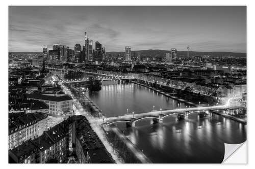 Selvklebende plakat Frankfurt skyline black-and-white