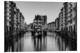 Foam board print Hamburg Speicherstadt black-and-white