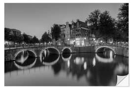 Selvklebende plakat Amsterdam Keizersgracht black-and-white