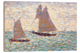 Wood print Boats In Harbor