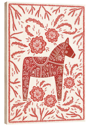 Wood print Swedish Dala horse