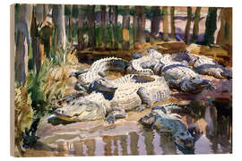 Wood print Muddy Alligators