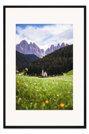 Gerahmter Kunstdruck St. Johann Kirche - Dolomiten