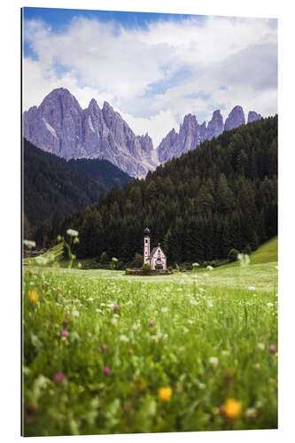 Tableau en plexi-alu L'église de St Johann dans les Dolomites