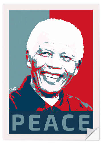 Selvklebende plakat Nelson Mandela Peace and Hope