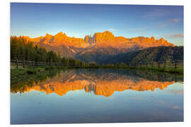 Foam board print Alpenglow on the rose garden in the Dolomites in South Tyrol