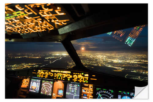 Selvklebende plakat Airbus A320 Landing Frankfurt