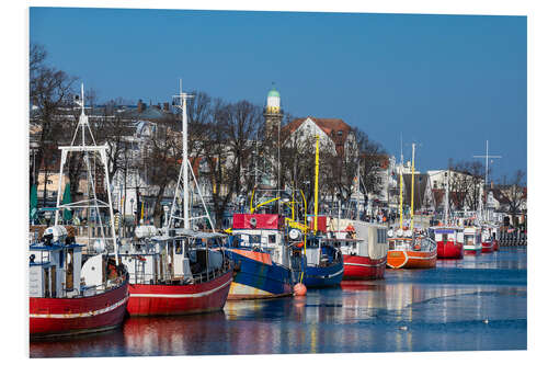 Tableau en PVC Bateaux de pêche à Warnemünde, Allemagne