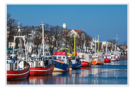 Póster Fishing boats in Warnemuende, Germany
