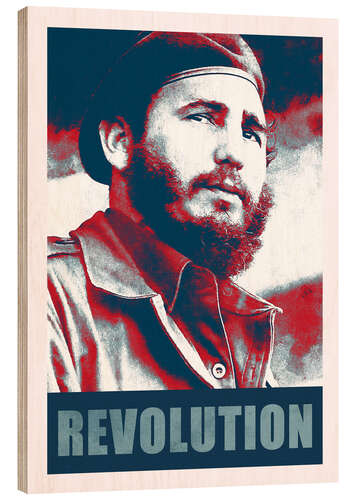 Wood print Fidel Castro, Revolution