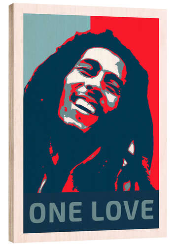 Stampa su legno Bob Marley, One Love