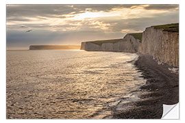 Selvklæbende plakat Chalk cliffs Seven Sisters in southern England