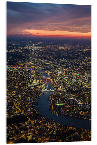 Tableau en verre acrylique Vue aérienne de Londres au crépuscule